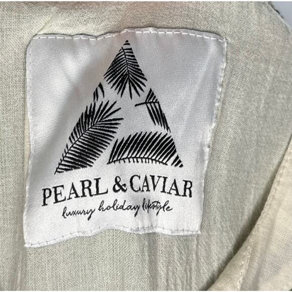 PEARL & CAVIAR Sz S/M Green Ivory Cotton Zakar Maxi Dress NWT - Picture 3 of 12